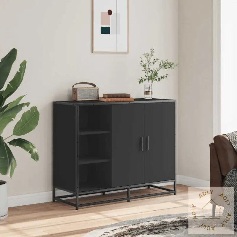 Skjenk Svart 92X35X76 Cm Konstruert Tre