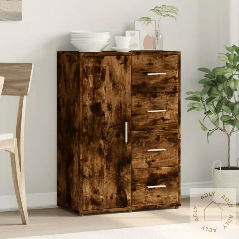 Skjenk Røkt Eik 60X31X84 Cm Konstruert Tre