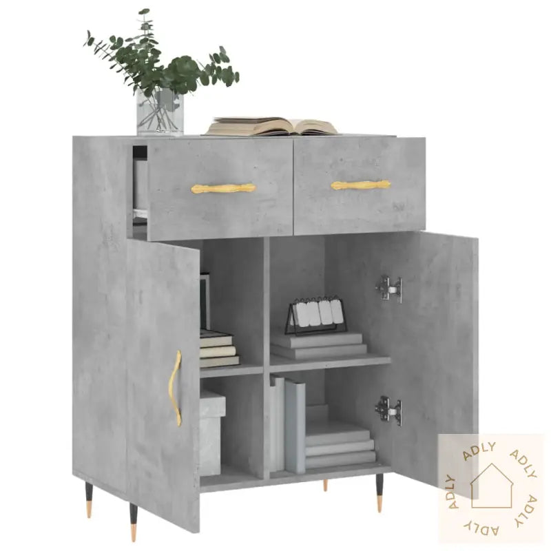 Skjenk Betonggrå 69,5X34X90 Cm Konstruert Tre