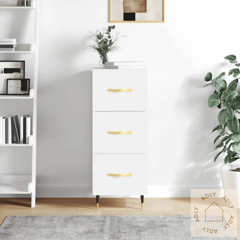 Skjenk Hvit 34,5X34X90 Cm Konstruert Tre
