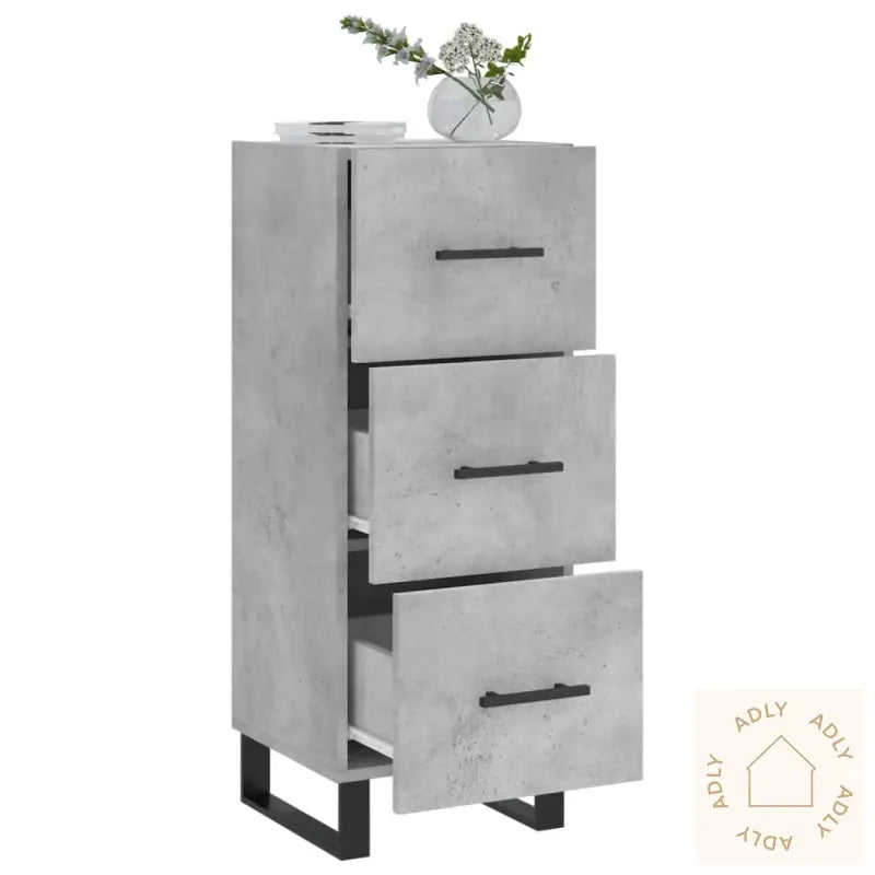 Skjenk Betonggrå 34,5X34X90 Cm Konstruert Tre