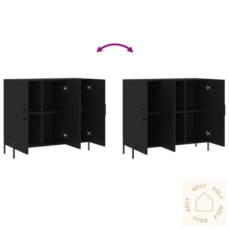 Skjenk Svart 90X34X80 Cm Konstruert Tre