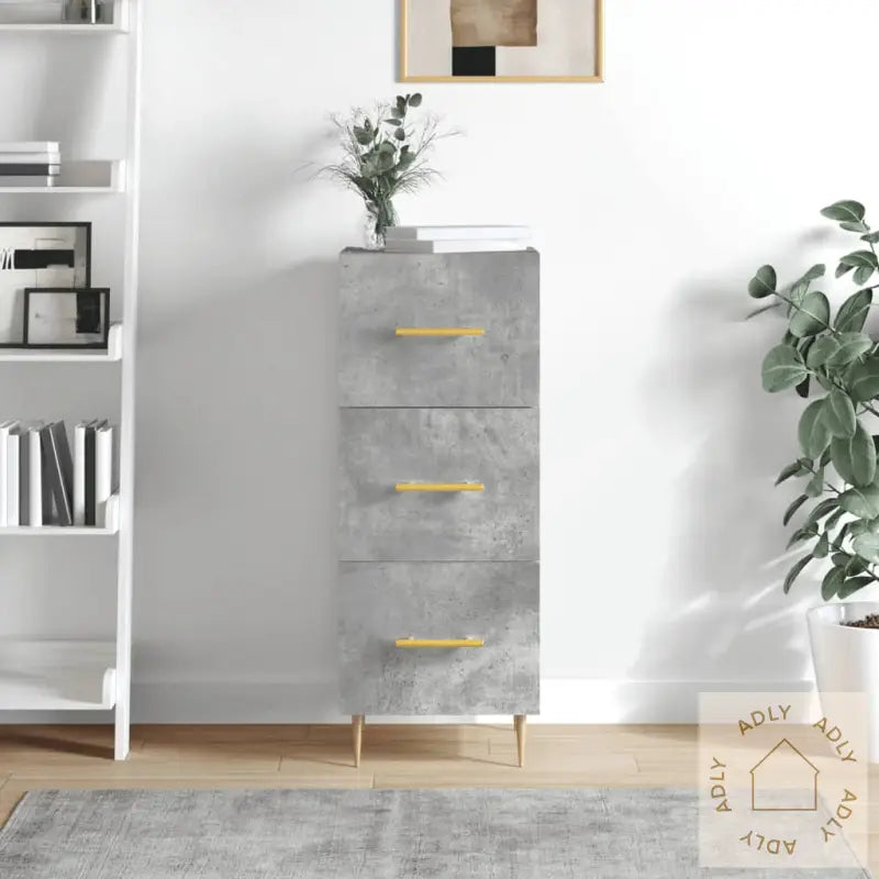 Skjenk Betonggrå 34,5X34X90 Cm Konstruert Tre
