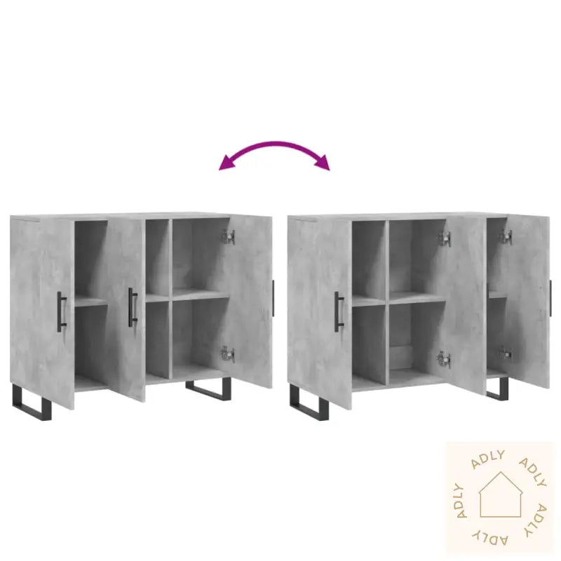 Skjenk Betonggrå 90X34X80 Cm Konstruert Tre