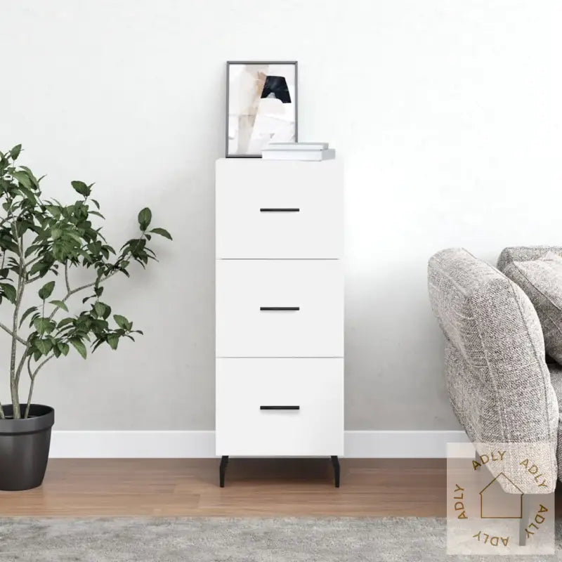 Skjenk Hvit 34,5X34X90 Cm Konstruert Tre