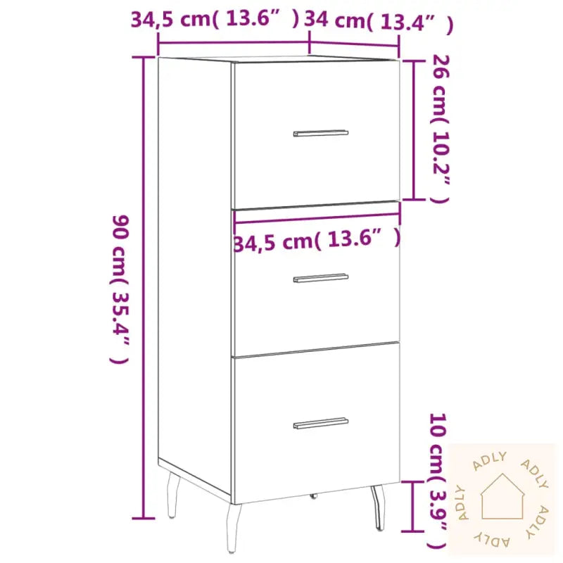 Skjenk Hvit 34,5X34X90 Cm Konstruert Tre