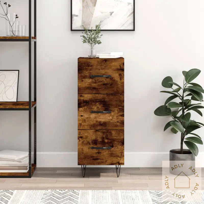 Skjenk Røkt Eik 34,5X34X90 Cm Konstruert Tre