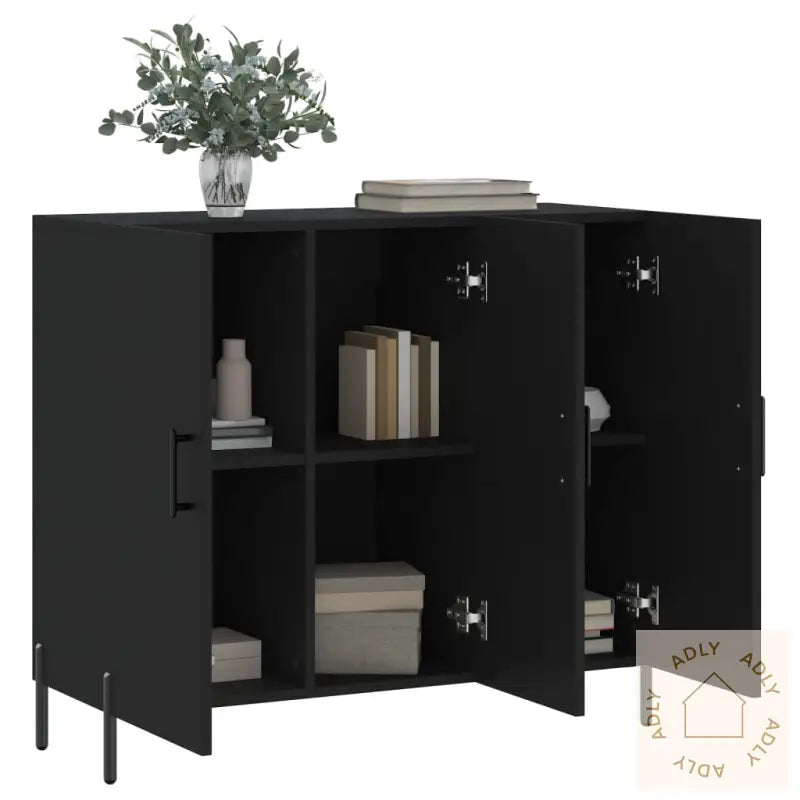 Skjenk Svart 90X34X80 Cm Konstruert Tre