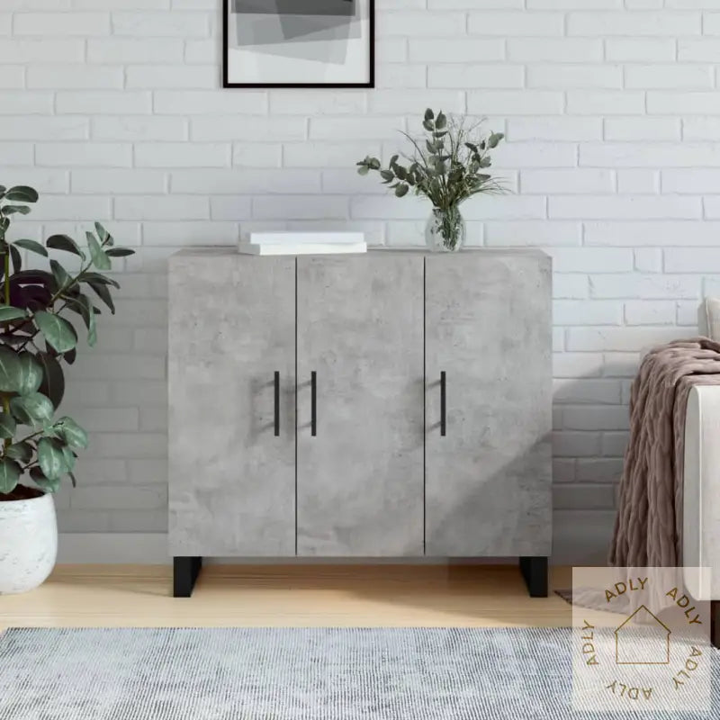 Skjenk Betonggrå 90X34X80 Cm Konstruert Tre