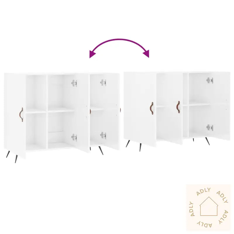 Skjenk Høyglans Hvit 90X34X80 Cm Konstruert Tre