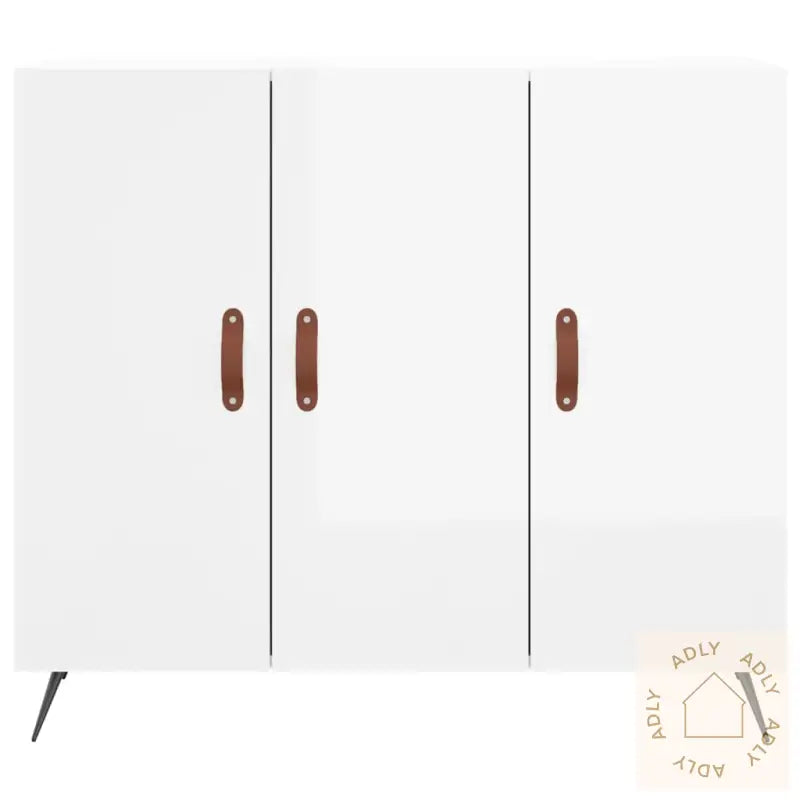 Skjenk Høyglans Hvit 90X34X80 Cm Konstruert Tre