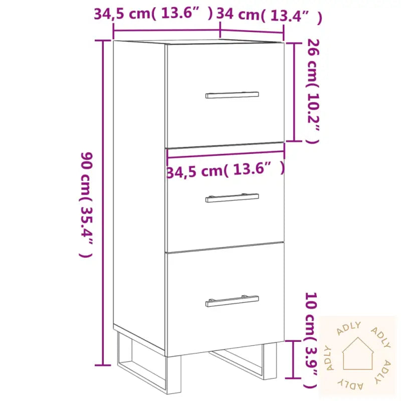 Skjenk Betonggrå 34,5X34X90 Cm Konstruert Tre