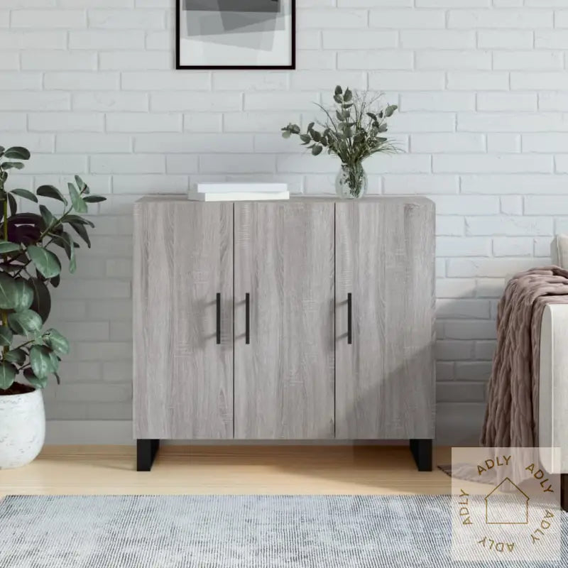 Skjenk Grå Sonoma 90X34X80 Cm Konstruert Tre
