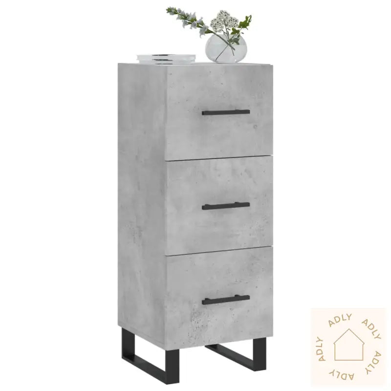 Skjenk Betonggrå 34,5X34X90 Cm Konstruert Tre