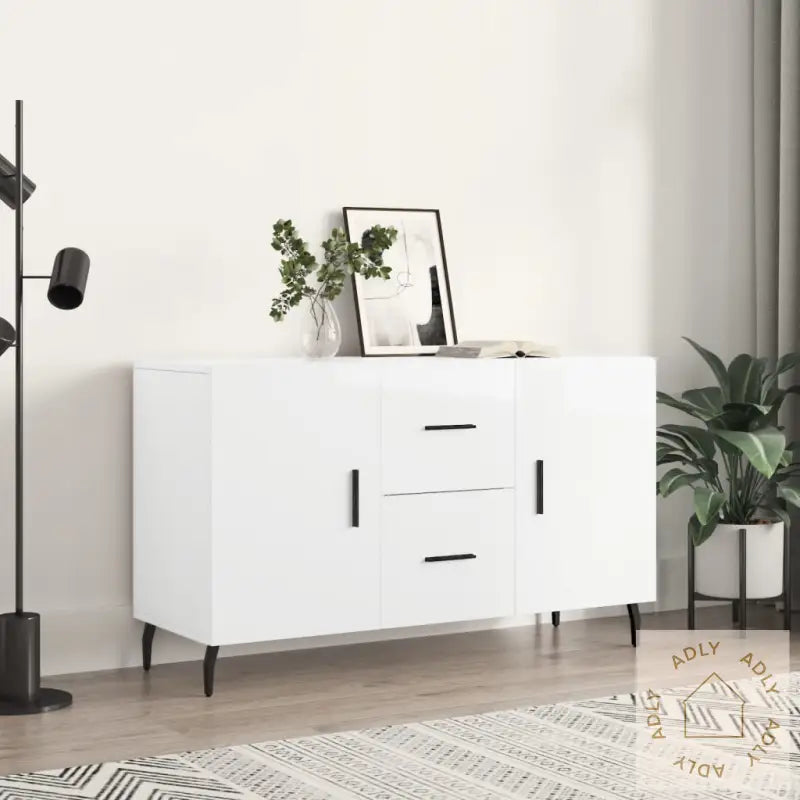 Skjenk Høyglans Hvit 100X36X60 Cm Konstruert Tre