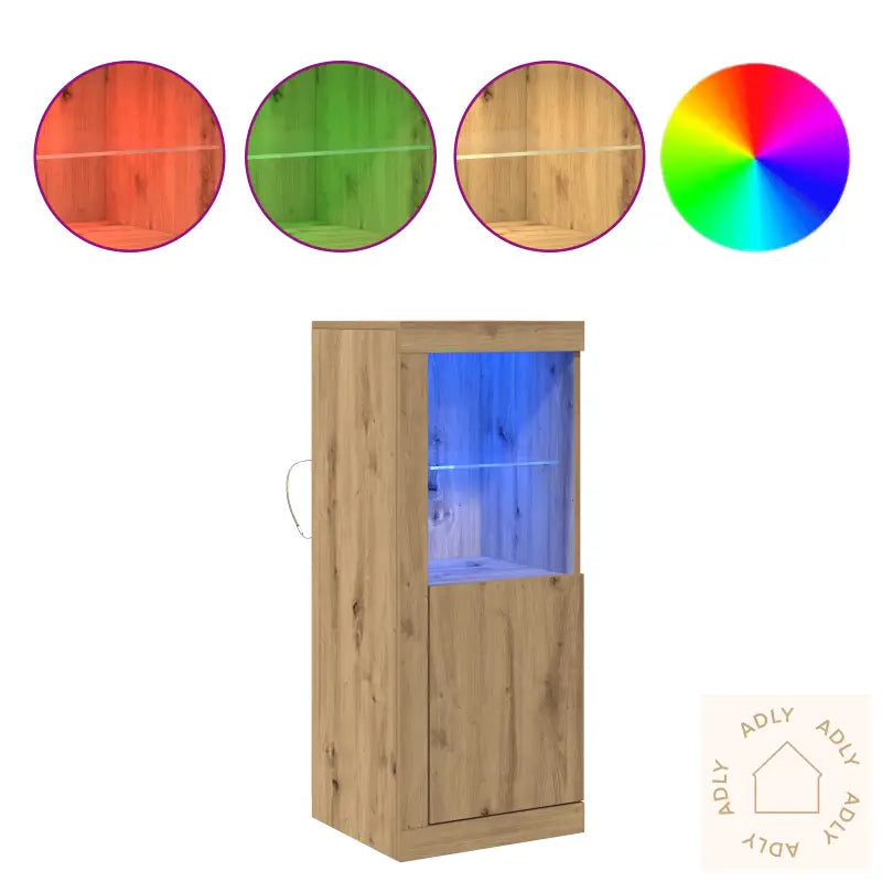 Sideboard Med Led-Lamper I Artisan Eik 41X37X100 Cm