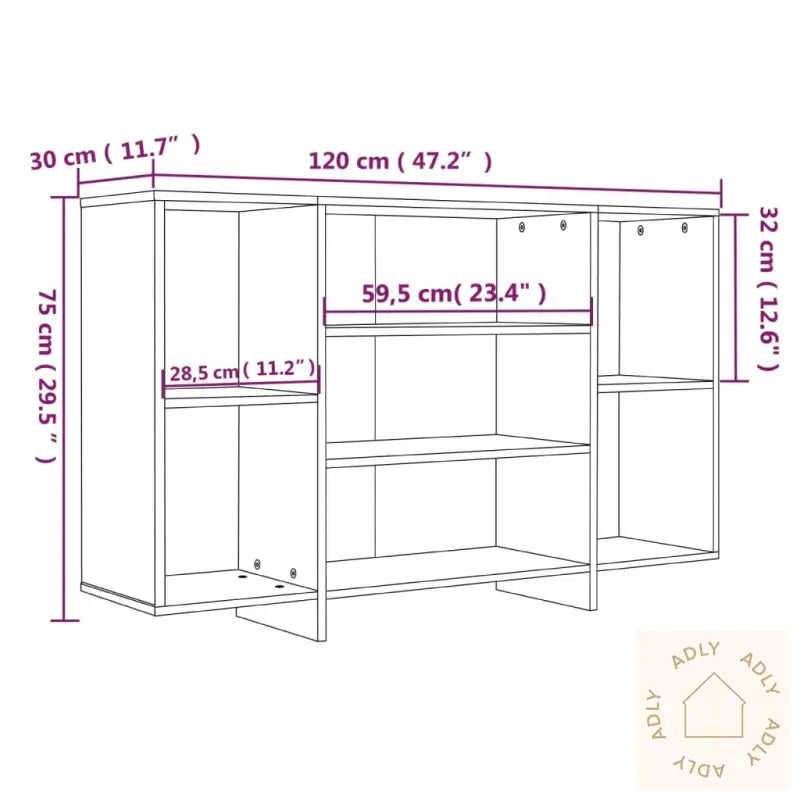 Skjenk Grå Sonoma 120X30X75 Cm Konstruert Tre