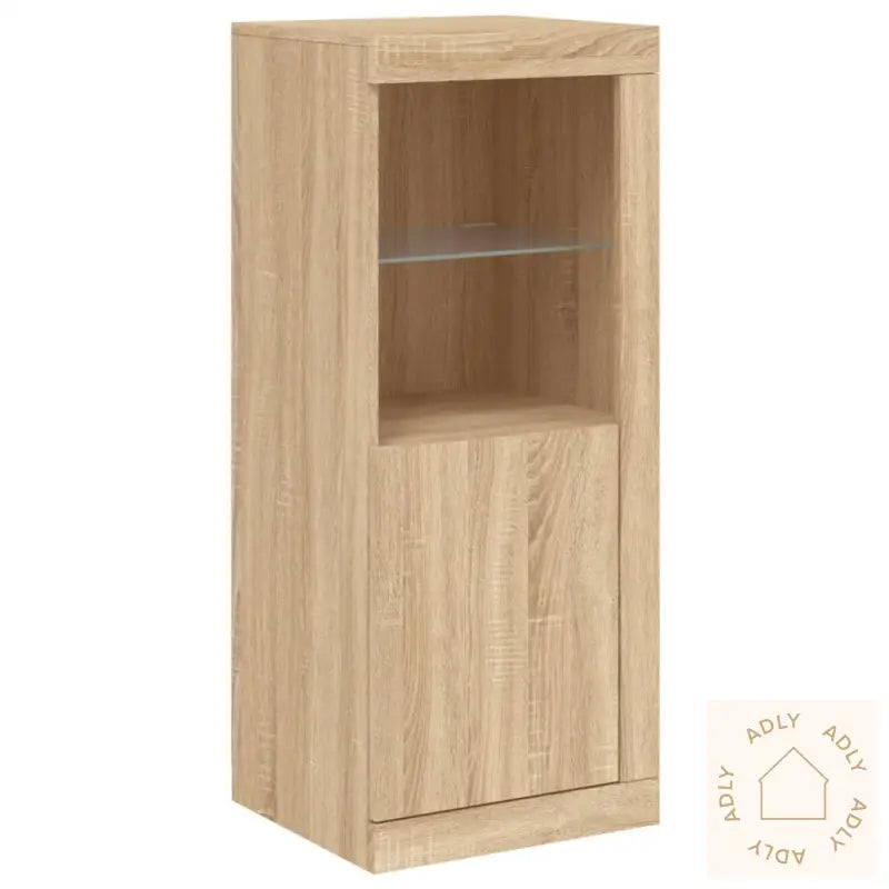 Skjenker Med Led-Lys 3 Stk Sonoma Eik Konstruert Tre