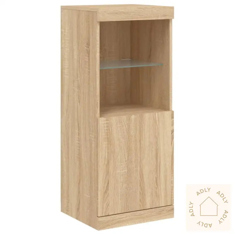 Skjenker Med Led-Lys 3 Stk Sonoma Eik Konstruert Tre