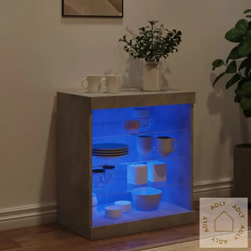Skjenk Med Led-Lys Betonggrå 60,5X37X67 Cm