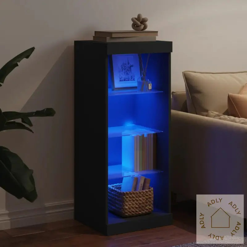 Skjenk Med Led-Lys Svart 41X37X100 Cm