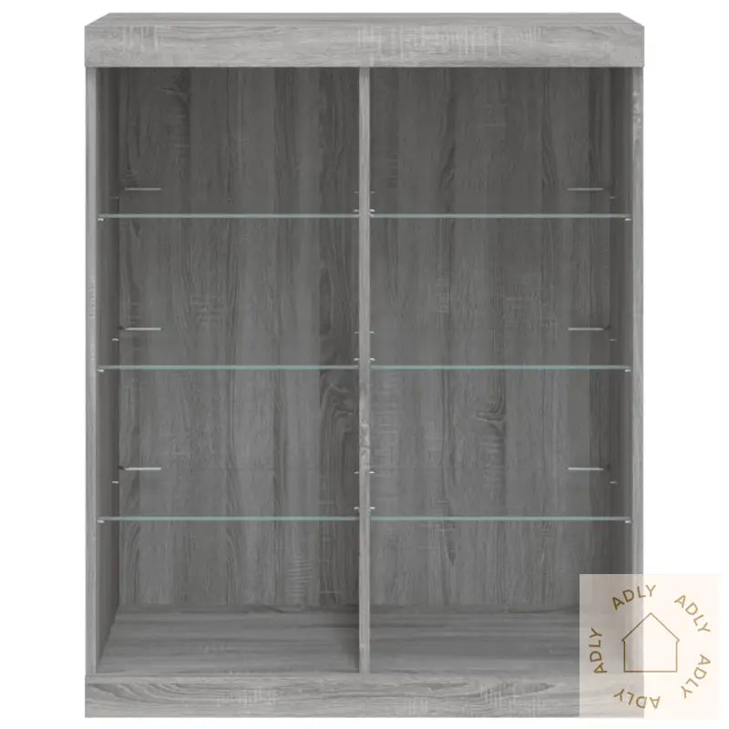 Skjenk Med Led-Lys Grå Sonoma 81X37X100 Cm