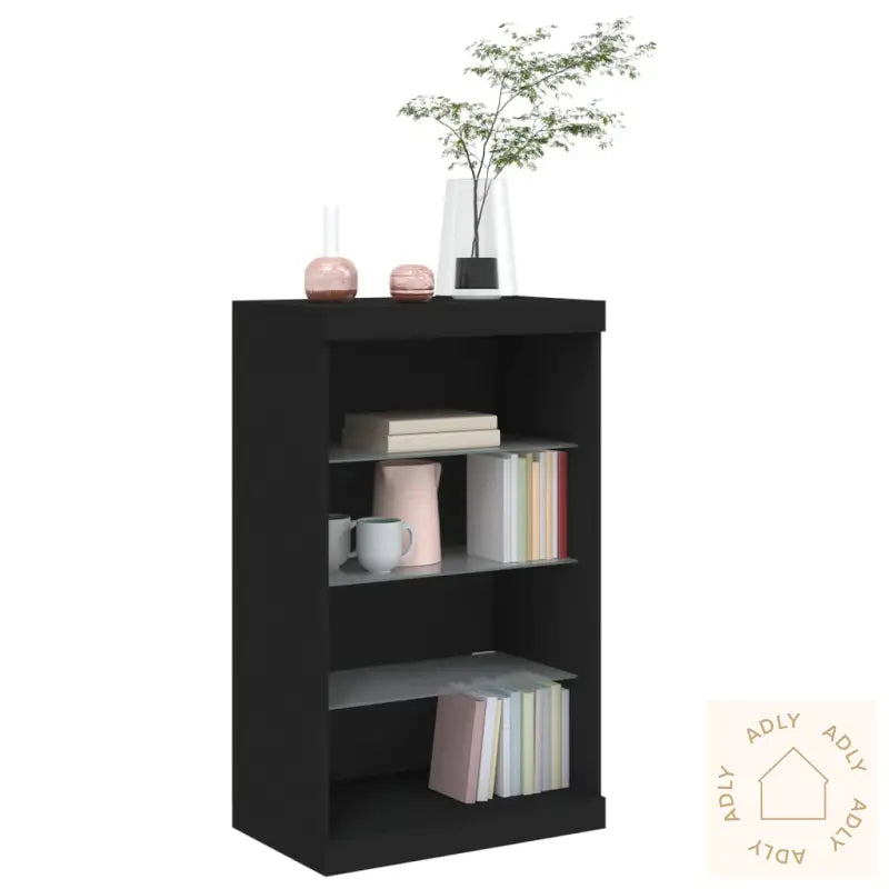 Skjenk Med Led-Lys Svart 60,5X37X100 Cm