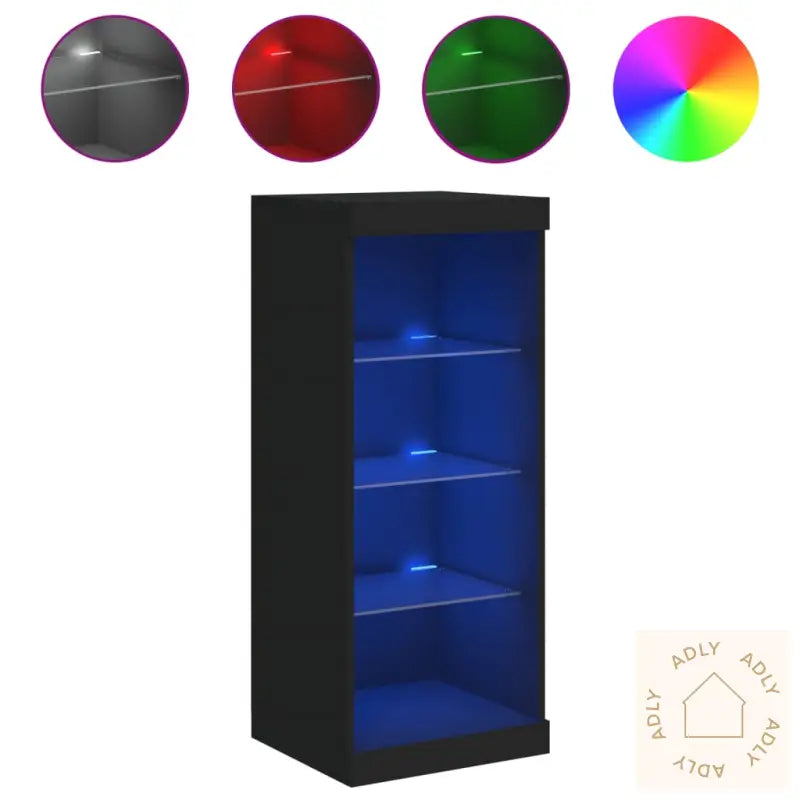 Skjenk Med Led-Lys Svart 41X37X100 Cm