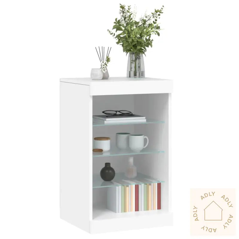 Skjenk Med Led-Lys Hvit 41X37X67 Cm