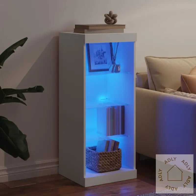 Skjenk Med Led-Lys Hvit 41X37X100 Cm