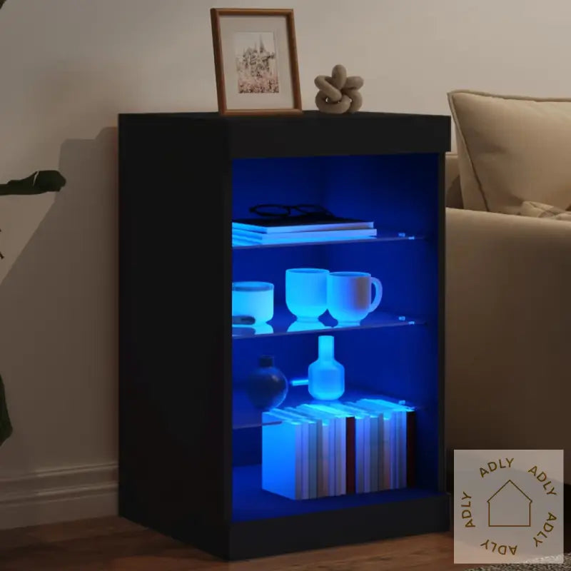 Skjenk Med Led-Lys Svart 41X37X67 Cm