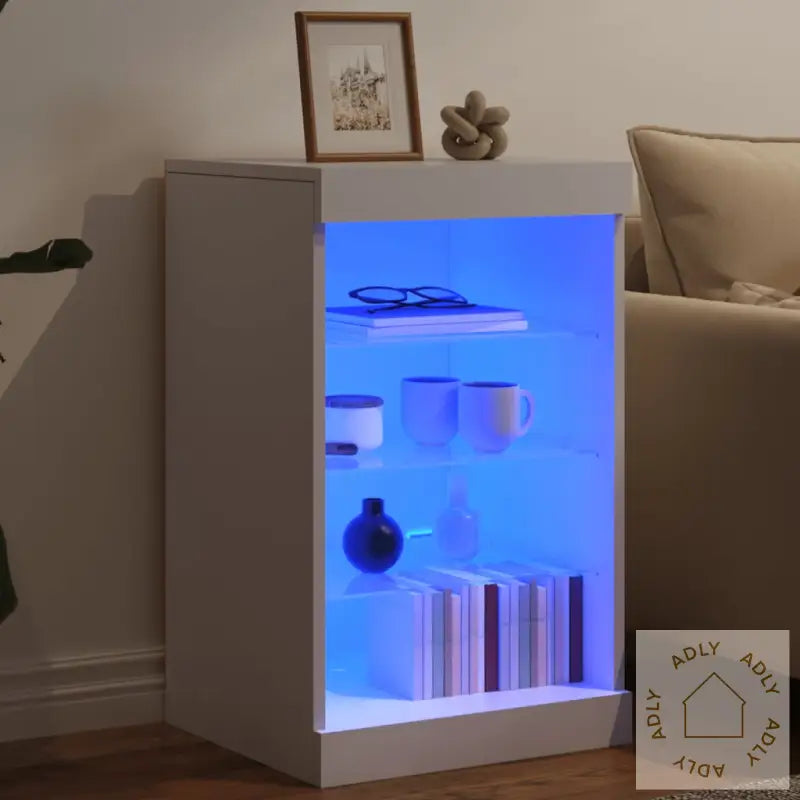 Skjenk Med Led-Lys Hvit 41X37X67 Cm