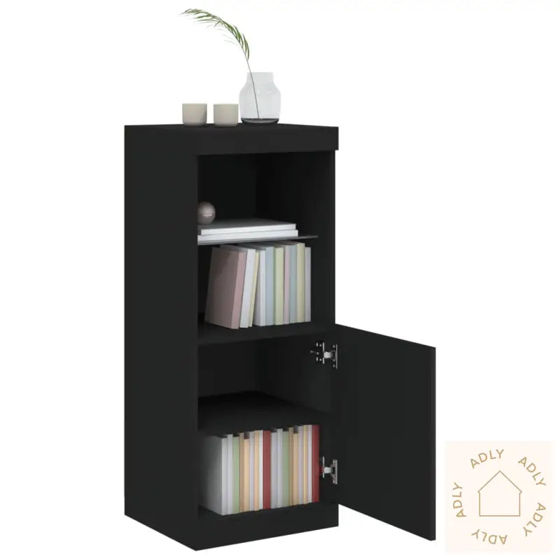 Skjenk Med Led-Lys Svart 41X37X100 Cm
