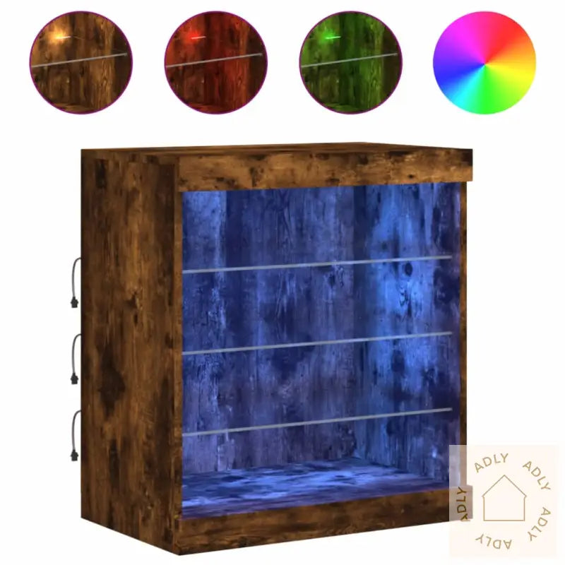 Skjenk Med Led-Lys Røkt Eik 60,5X37X67 Cm