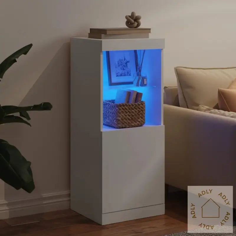 Skjenk Med Led-Lys Hvit 41X37X100 Cm