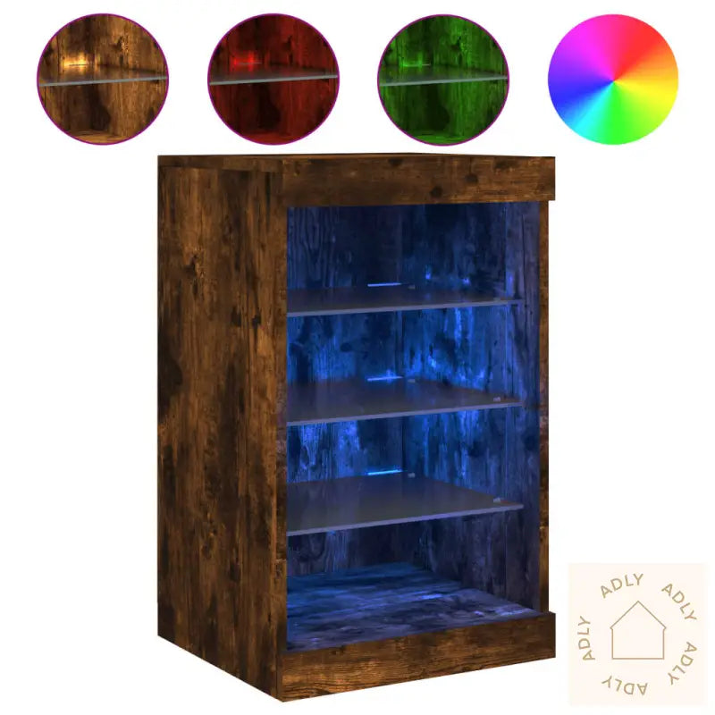 Skjenk Med Led-Lys Røkt Eik 41X37X67 Cm