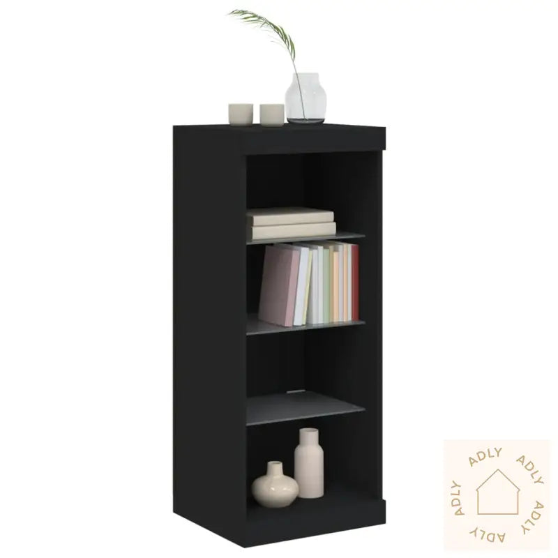 Skjenk Med Led-Lys Svart 41X37X100 Cm