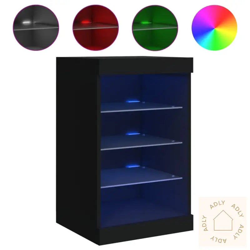Skjenk Med Led-Lys Svart 41X37X67 Cm