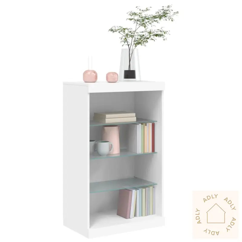 Skjenk Med Led-Lys Hvit 60,5X37X100 Cm