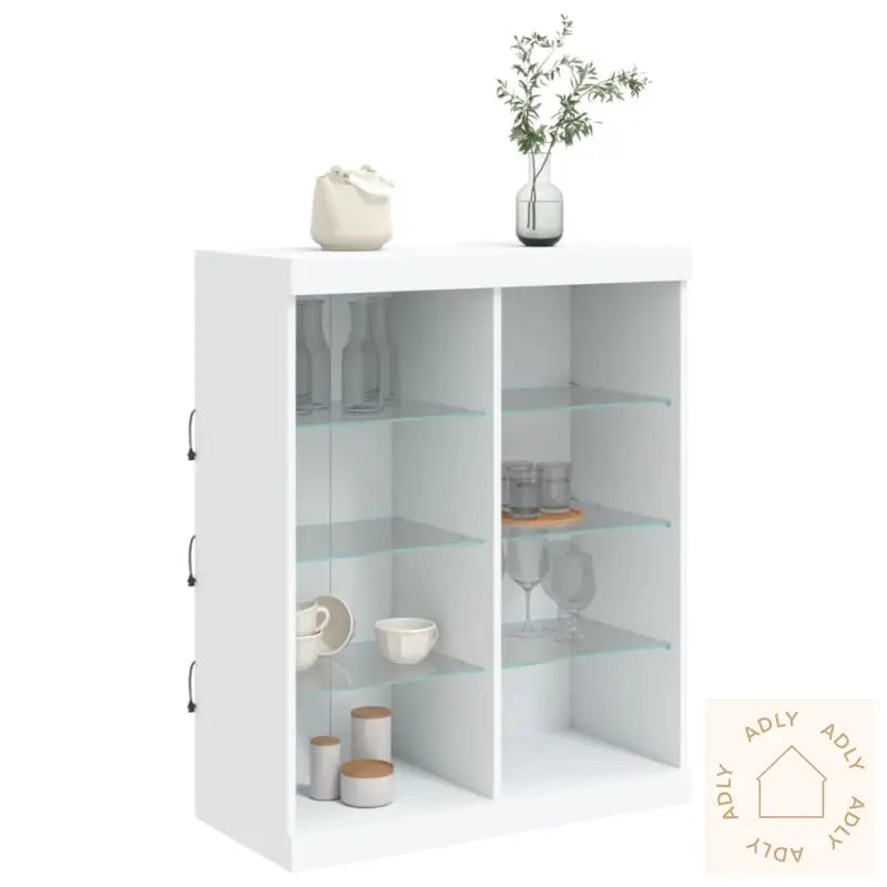 Skjenk Med Led-Lys Hvit 81X37X100 Cm