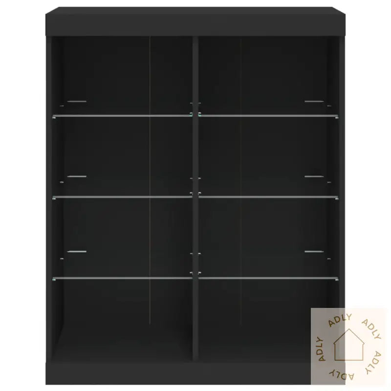Skjenk Med Led-Lys Svart 81X37X100 Cm