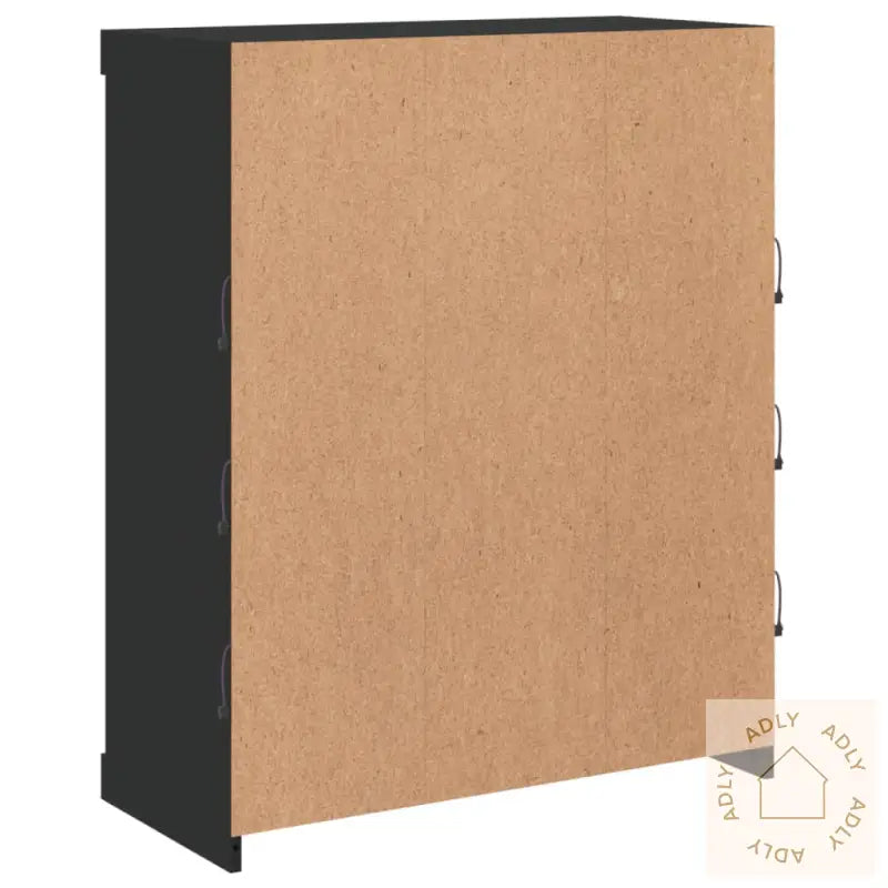 Skjenk Med Led-Lys Svart 81X37X100 Cm