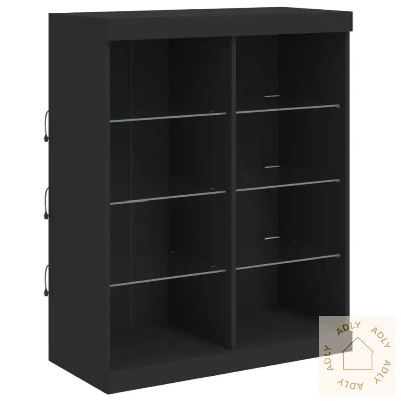 Skjenk Med Led-Lys Svart 81X37X100 Cm