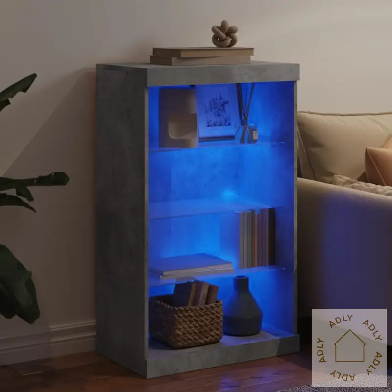 Skjenk Med Led-Lys Betonggrå 60,5X37X100 Cm