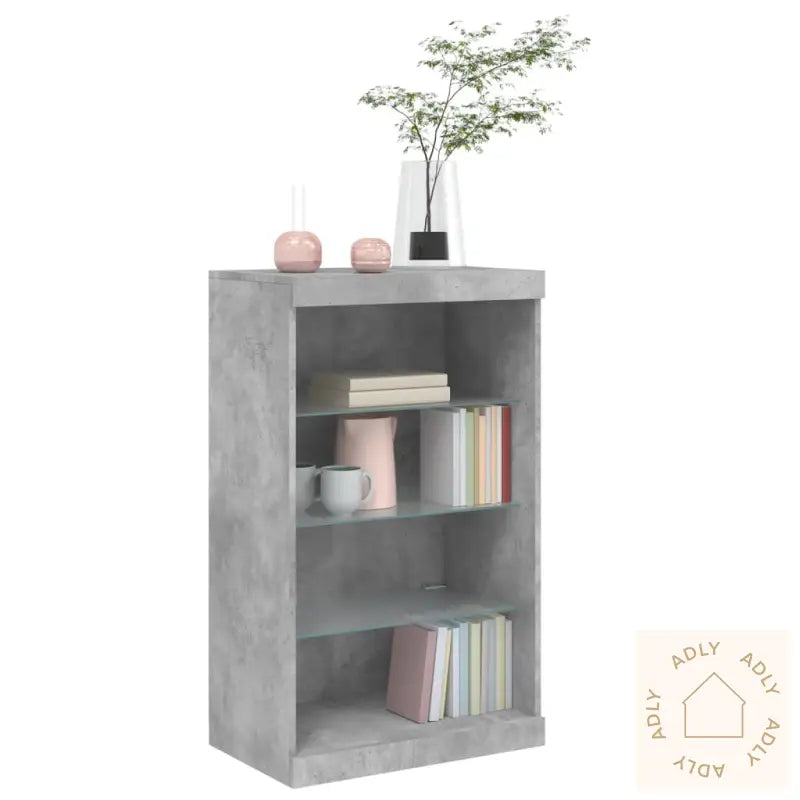 Skjenk Med Led-Lys Betonggrå 60,5X37X100 Cm