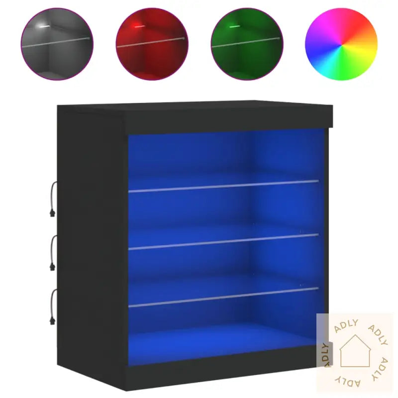 Skjenk Med Led-Lys Svart 60,5X37X67 Cm