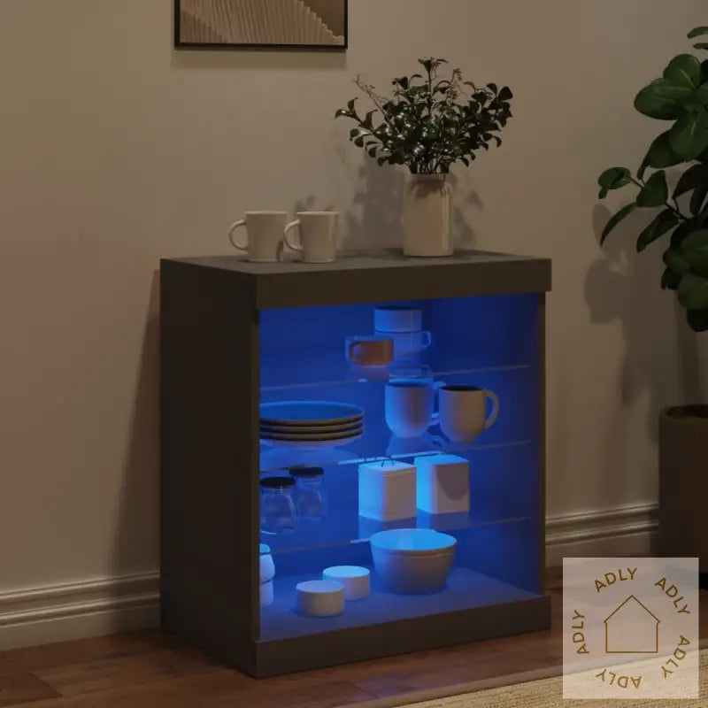 Skjenk Med Led-Lys Svart 60,5X37X67 Cm