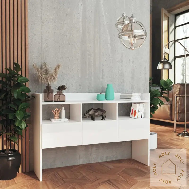 Skjenk Høyglans Hvit 105X30X70 Cm Konstruert Tre