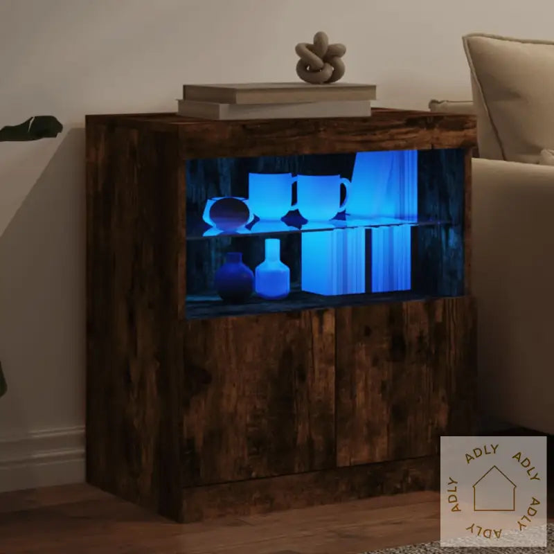 Skjenk Med Led-Lys Røkt Eik 60X37X67 Cm