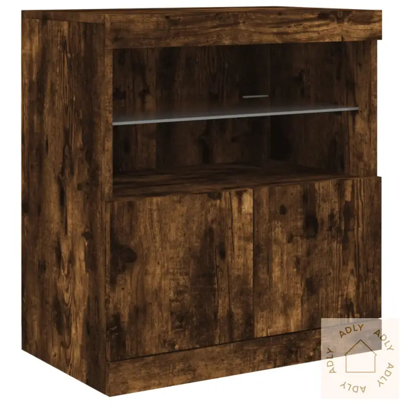 Skjenk Med Led-Lys Røkt Eik 60X37X67 Cm
